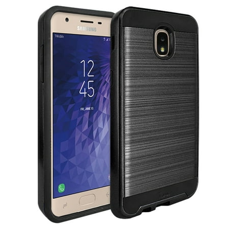 Samsung Galaxy J3 2018 / J337 / Achieve / Express Prime 3 / Star Hybrid Metal Brushed Shockproof Tough Case Cover Black