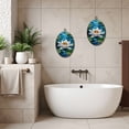 thumbnail image 6 of Canvas Wall Art Peaceful Stained Glass Waterlily Dragonflies Reflections Oval Framed Canvas Prints Vintage Wall Hanging Decor for Home Office Decorations 8.6"x11.4", 6 of 7