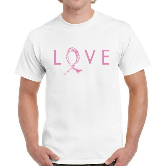 Love Pink Ribbon TShirt for Men Awareness Mens T-Shirt - S M L XL 2XL 3XL 4XL 5XL Graphic Tee - Breast Cancer Awareness Gift Top Shirt for Him