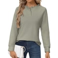 thumbnail image 2 of Waffle Knit Shirts for Women Green M, 2 of 8