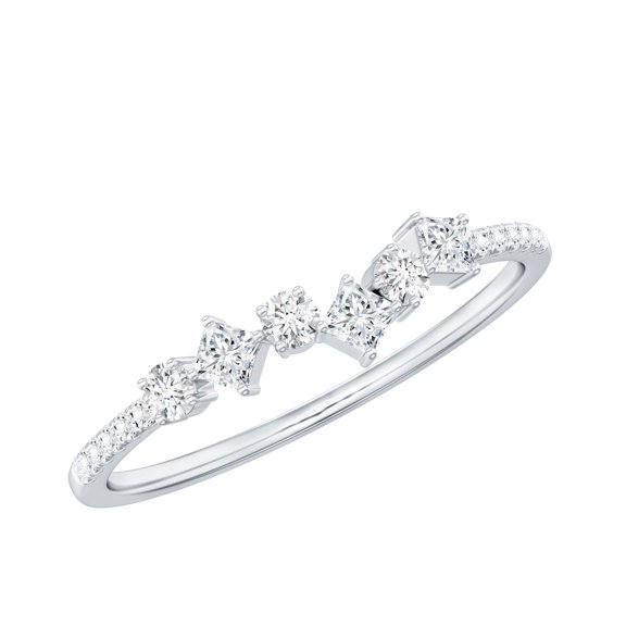 Rosec Jewels Lab Grown Diamond Half Eternity Ring for Women - Minimal Ring - EF-VS Quality, 925 Sterling Silver, US 4.00
