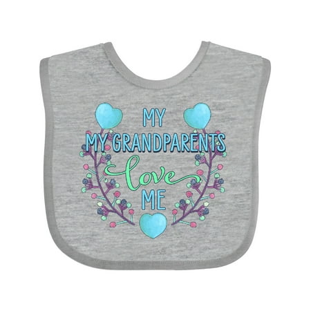 

Inktastic My Grandparents Love Me- Painted Flowers and Hearts Gift Baby Boy or Baby Girl Bib