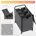 thumbnail image 3 of 3 Section Rolling Laundry Sorter with Removable Bags Lockable Wheels and Lid 180L Capacity Hamper, 3 of 10
