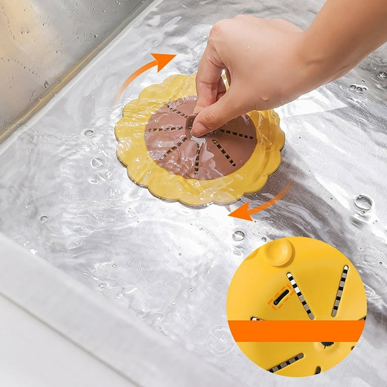4X Square Drain Cover for Shower Drain Hair Catcher Flat Silicone Plug for  Bathroom and Kitchen