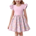 thumbnail image 2 of ATOGUTA Girl Dresses Ruffle Sleeve Easter Dresses Girl Long Midi Springs Dress Kids Smocked Flare Summer Dress Size 3T-14. Pink, 2 of 6