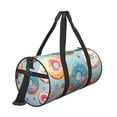 thumbnail image 3 of Xecao Colorful Donut print Round Travel Duffel Bag is a foldable gym bag with an inner pocket, perfect for travel sports, 3 of 8