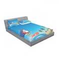 thumbnail image 3 of Christmas Bedding Set with Sheet & Covers, Surfing Santa on a Wave with Sack at the Beach Tropical Night Fantasy Cartoon, Printed Bedroom Decor 2 Shams, 4 Sizes, Multicolor, by Ambesonne, 3 of 3
