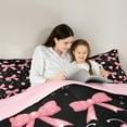 thumbnail image 4 of Castle Fairy Kawaii Bowknot Cherry 7-Piece Twin Bedding Sets for Girls Teens Children,Cute Galaxy Bedding Comforter Set,Black Pink Breathable Sheet Sets,Ultra Soft Home Decor, 4 of 8