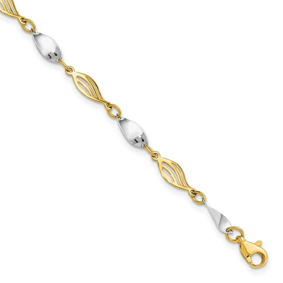 14k Two-tone Bracelet Fancy mm 7 in