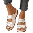 thumbnail image 5 of Hurxie Womens Wedge Sandals Leather, Comfortable Slip On Slides Dressy, Orthopedic Sandals for Women, Open Toe Casua Arch Support Platform ladies Sandal White 6.5, 5 of 8