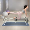 thumbnail image 5 of Foldable Pilates Reformer Machine - Adjustable 2-Spring Tension, 120kg Capacity for Home/Gym Use (Grey, 77.56"), 5 of 17