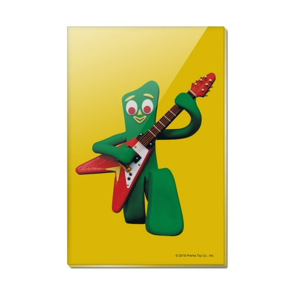 Gumby Playing Guitar Rock and Roll Rectangle Acrylic Fridge Refrigerator Magnet