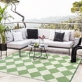 thumbnail image 3 of Nanan 8x10 Waterproof Outdoor Rug, Classic Checkered Pattern, All-Weather Patio Mat, UV Resistant, Stain Resistant, Easy Clean Plastic Rug for Yard, Deck, Balcony, Camping,Green/Beige, 3 of 8