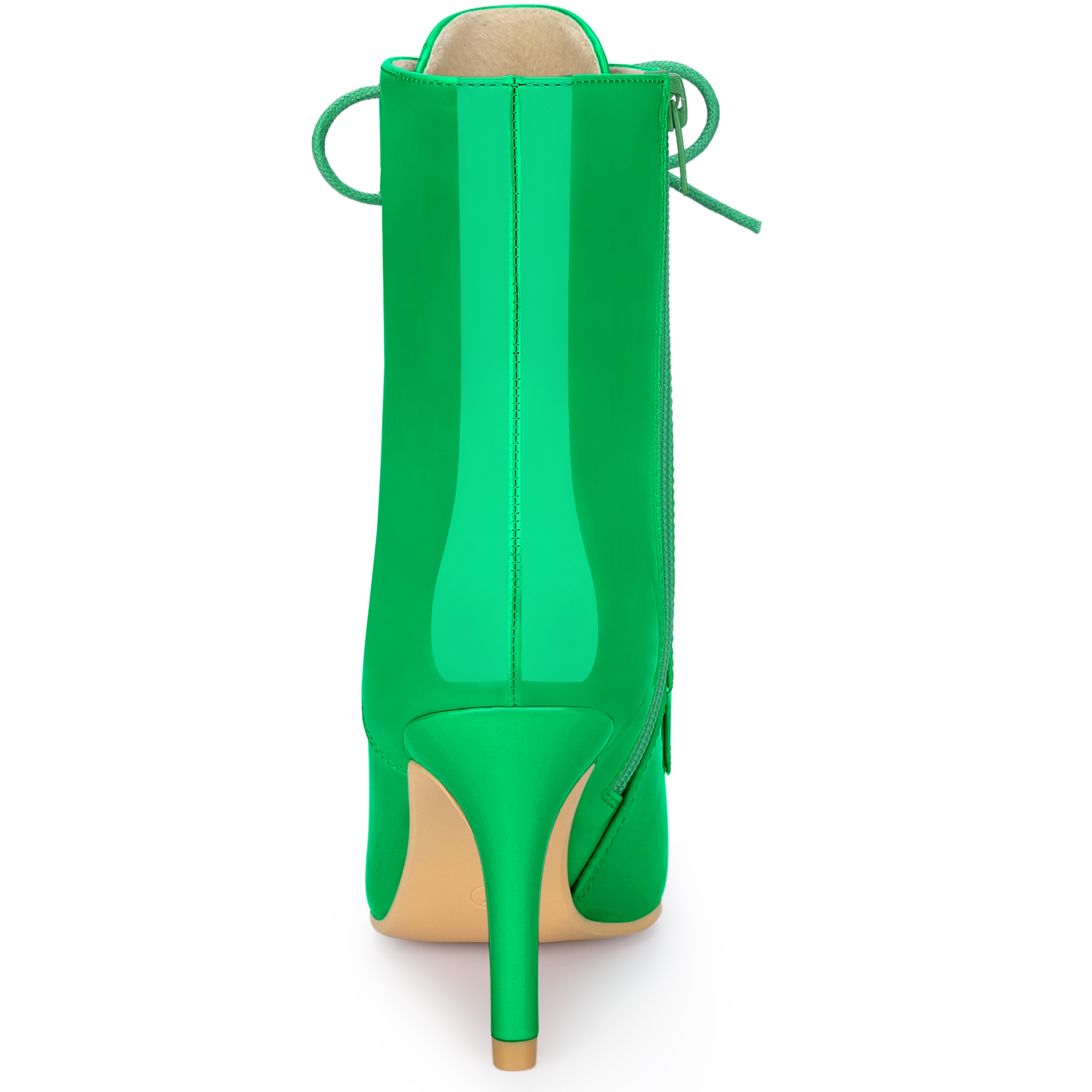 DARING DIVA Lace Up Pointed Toe and Stiletto Heel Boots Grass Green 9