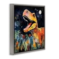 thumbnail image 3 of Stupell Industries Nighttime Hunt Dinosaur Gray Framed Floater Canvas Wall Art, design by Creative Studio, 25 x 25, 3 of 9