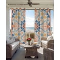 thumbnail image 6 of Colorful Geometric Kitchen Curtains Vintage Country Abstract Plaid Cafe Short Curtains for Bathroom Blackout Window Curtain Grommet Small Window Treatment Drapes for Bedroom Living Room 27.5"x39"x2, 6 of 9