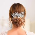 thumbnail image 2 of Flower Crystal Bride Wedding Hair Comb Hair Accessories with Pearl Bridal Side Combs Headpiece for Women Pack of 1(Silver), 2 of 4