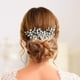 thumbnail image 1 of Flor Cristal Nupcial Boda Peineta para el cabello Banda para el cabello Perla Nupcial Peine lateral Tiara Damas (Plata) (Plata) Ormromra CZMR-XM32, 1 of 2