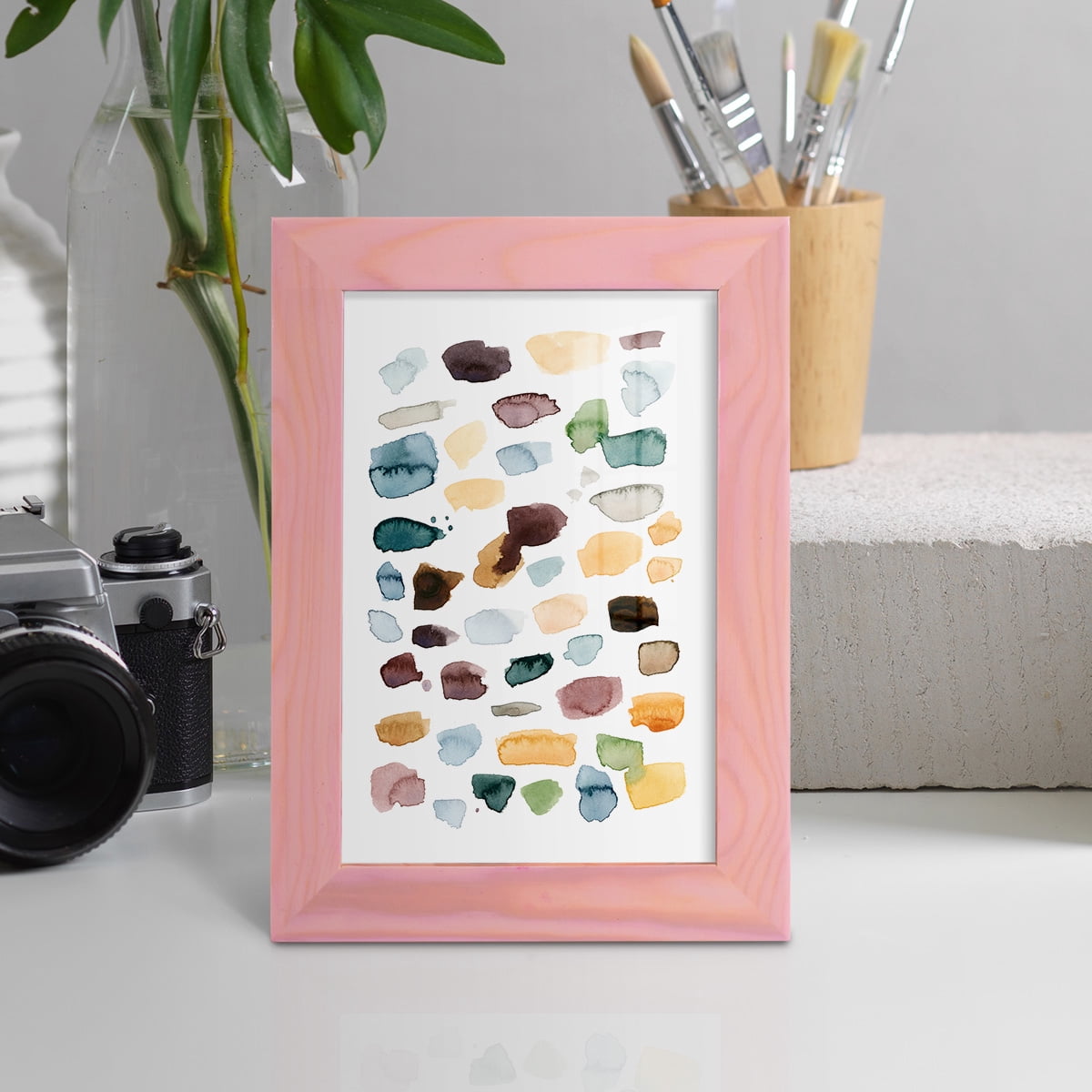 Shattered Segments II - Framed Print w/glass - Sunset Pink