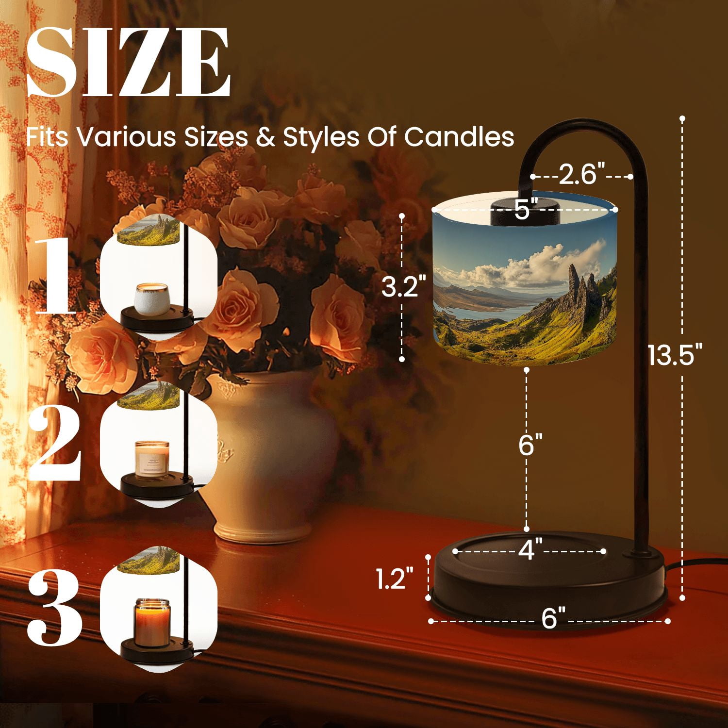 Candle Warmer Lamp with Timer Dimmer View Old Man Isle Skye Highlands Landscape Candle Lamp Warmer for Jar Candle with 4 Bulbs Gifts for Women House Warming Gifts