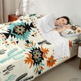 thumbnail image 3 of Erosebridal Beige Teal Black Aztec Full Size Sheets, Bohemian Cactus Bed Sheets, 4pcs 1 Flat Sheet, 1 Fitted Sheet and 2 Pillowcases, 3 of 5
