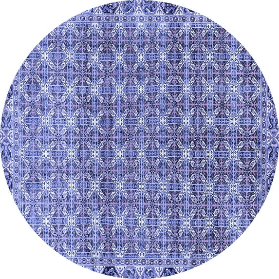 Ahgly Company Indoor Round Abstract Blue Modern Area Rugs, 8' Round