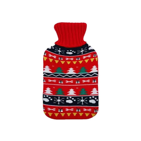 

MIARHB 1L Hot Water Bottle With Lid Cute Christmas Tree Snowflake Penguin Hot Water Bag Warm Water Bottle To Keep Out Of The Cold