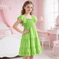 thumbnail image 3 of Kaprioy Toddler Girl Dress Summer Outfits Kids Ruffle Cap Puff Sleeves Boho Dresses Casual Sundress for Girls Stylish Flutter Sleeve Hollowed Out Girls Dress, 3 of 5