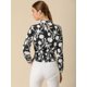 thumbnail image 5 of Blusa Mangas Largas Floral Allegra K Negro T S, 5 of 6