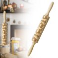 thumbnail image 1 of Outdoor Christmas DecorationsRolling PinWooden Embossing Rolling Pin Embossed Christmas Snowflakes Deer Pattern Kitchen For Baking Cake FondantRolling pin, 1 of 4