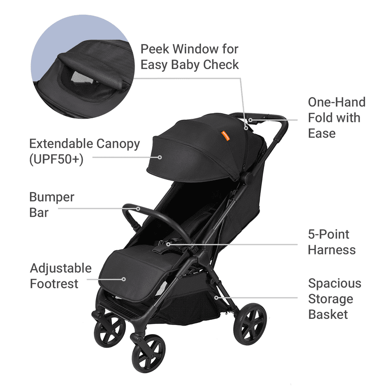 Mamazing Baby Stroller,Air Lite Carbon Fiber Lightweight Foldable Compact Travel  Stroller for Newborn Infant Toddler,Black - Walmart.com