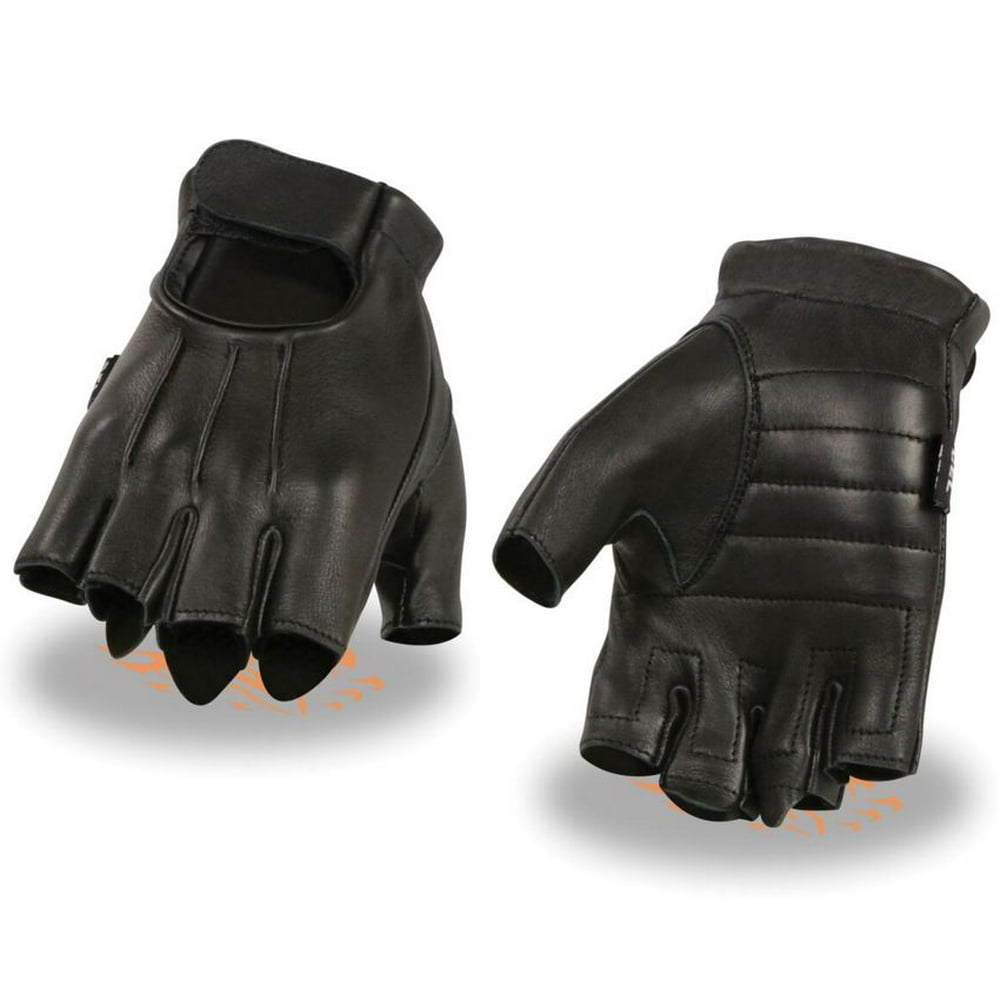 Milwaukee Leather Men's Welted Deerskin Fingerless Motorcycle Gloves w