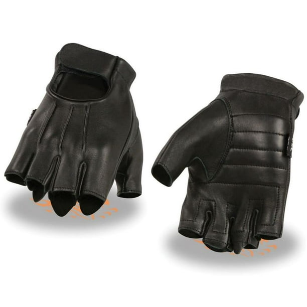 Milwaukee Leather Men's Welted Deerskin Fingerless Motorcycle Gloves w