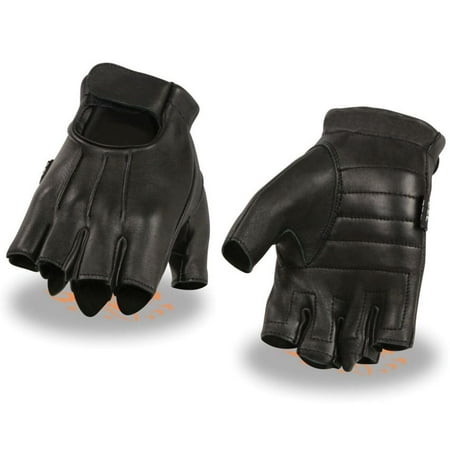 Milwaukee Leather Men's Welted Deerskin Fingerless Motorcycle Gloves w/ Gel