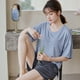 thumbnail image 4 of Ropa de dormir para mujer, pijamas sueltos de Modal, conjunto de dos piezas para mujer, pantalones cortos finos de manga corta para primavera y verano, traje con almohadilla para el pecho, 4 of 4
