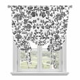 thumbnail image 2 of Vintage Black Floral Tie Up Curtain 54 Inches Long, Farmhouse Flower Balloon Style Kitchen Window Curtain Over Sink, Small Window Rod Pocket Curtain 42"x54", 2 of 9