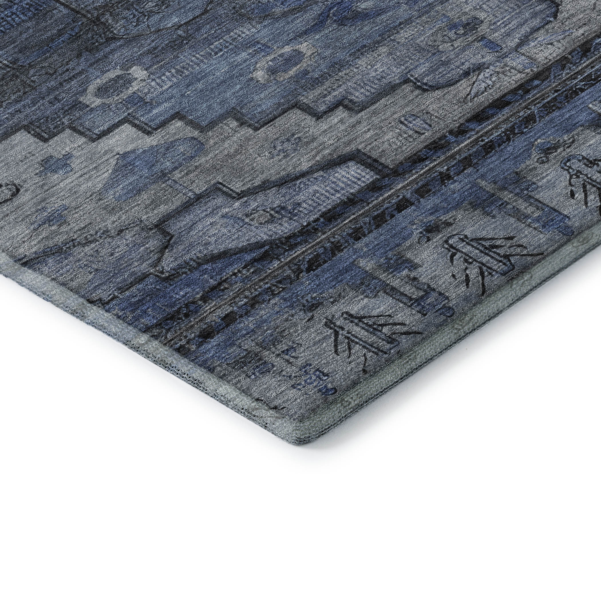 Addison Rugs Mayfield Premium Machine Washable Transitional Tribal Blue Rectangle Rug, 3' x 5'