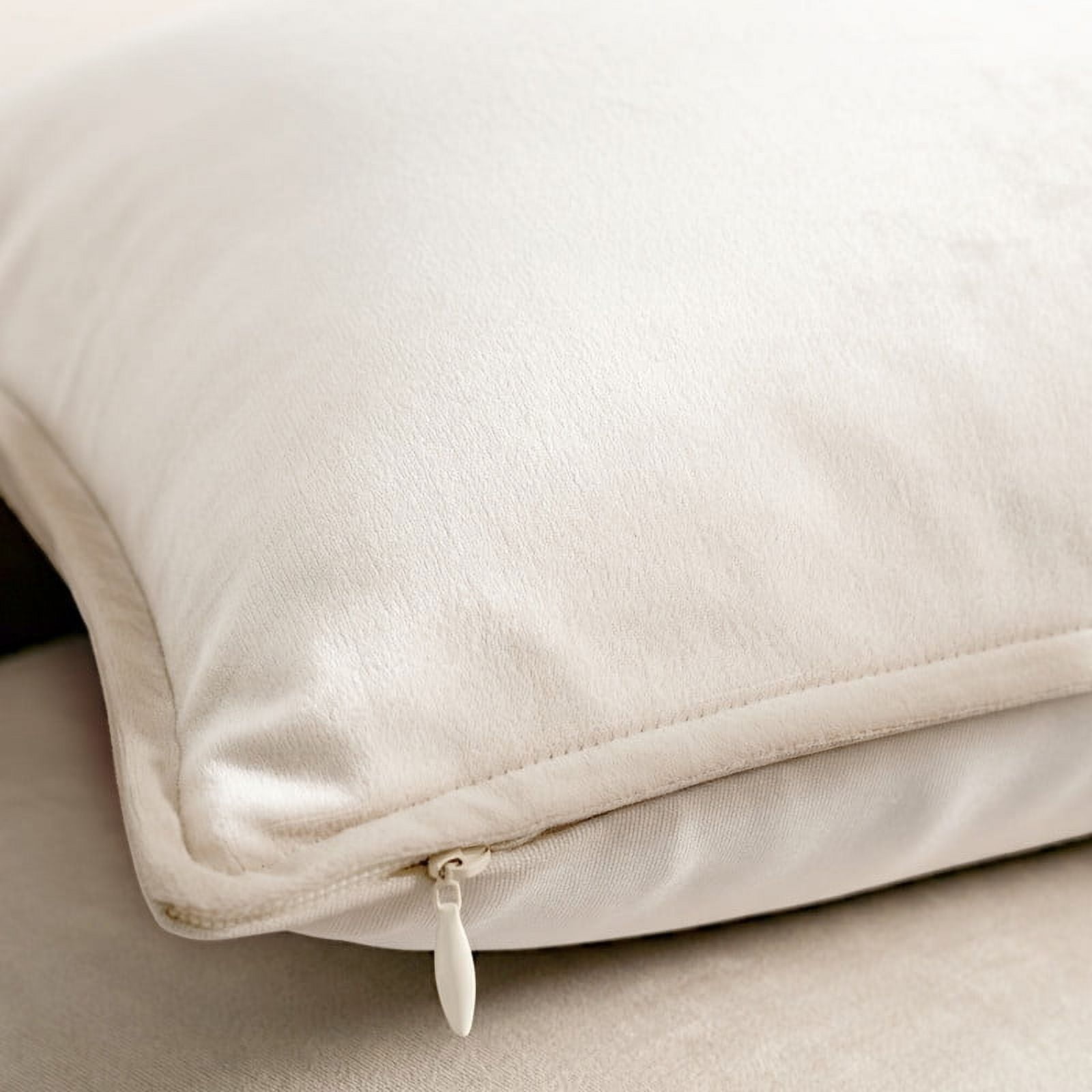 A1HC Set of 2 Luxurious Soft Velvet Throw Pillow Covers Only, 24"x24", Cream, Decorative Cushion Covers with Hidden YKK Zipper for Sofa or Bed
