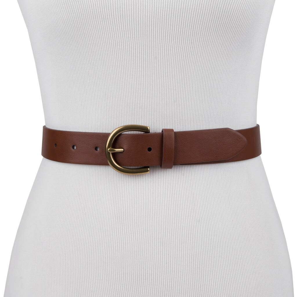 Women's Chaps Casual Jean Belt with Round Buckle Brown