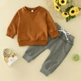 thumbnail image 2 of HCNTES Toddler Baby Boy Fall Winter Outfits Sweatshirt Casual Pants 2Pcs Clothes Set（A,18-24 Months), 2 of 7