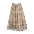 thumbnail image 3 of Tennis Skirts for Women Summer Elegant Chiffon Skirt With Polka Layered Long Midi Wear For Fashionable Feminine Party Khaki One Size, 3 of 3