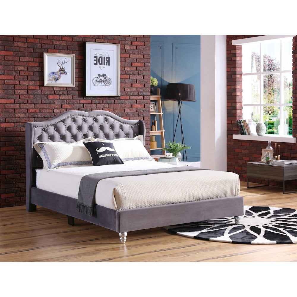 Glory Furniture Joy G1931-QB-UP Queen Upholstered Bed , GRAY