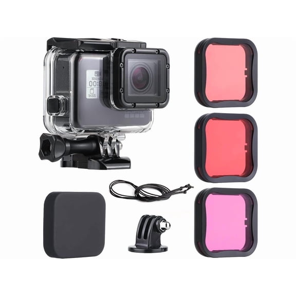 45m Underwater Waterproof Dive Housing Case with 3-Pack Dive Filters for GoPro Hero 5 6 7 Black Hero (2018) - Include Backdoor, Quick Release Buckle, Thumb Screw, Tripod Adapter, Lens Cap