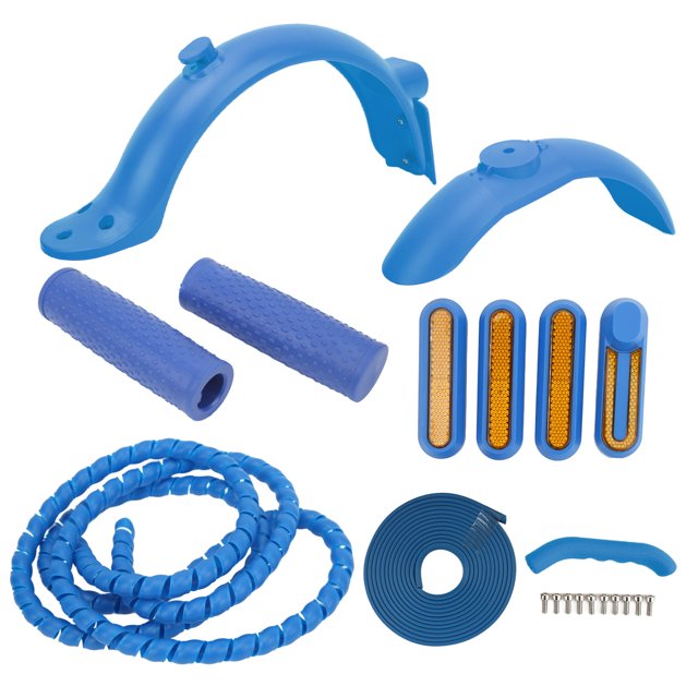 Scooter Replacement Accessories, Scooter Accessories Set Strong Toughness Practical Front Mudguard Handbrake Silicone Cover Rear Mudguard For Replacement Blue