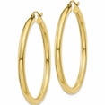 thumbnail image 2 of 10K Yellow Gold Polished 3mm Tube Hoop Earrings (35 X 41.12) Made In Peru 10t941, 2 of 5