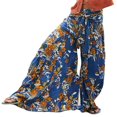 thumbnail image 1 of Women Boho Beach Pants  High Waist Casual Loose Flared Wide Leg Straight Printing Beach Trousers, 1 of 5
