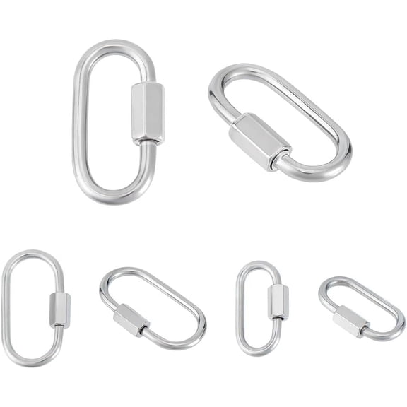 6Pcs 3 Sizes Oval Screw Carabiner Lock 304 Stainless Steel Screw Locking Keychain Carabiner Clasp Metal Keychain Clip Hook 21~37mm Keyring Clasp for Jewelry Making Handbag DIY Accessory for DIY