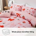 thumbnail image 2 of NTBED Red Bow Comforter Set,6 Piece Bed in a Bag Matching Sheet Set,Cute Ribbon Bowknot Bedding Sets,Princess Style Strawberry Printed,Light Pink Room Decor for Girls,Twin, 2 of 6