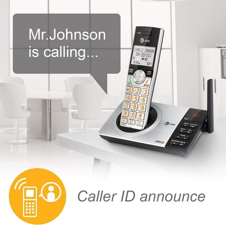 AT&T - CL82407 DECT 6.0 Expandable Cordless Phone System with Digital Answering System and Smart Call Blocker - Silver/black