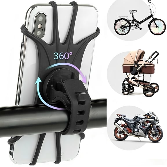 Bike Phone Holder for Handlebar, 360° Rotatable Motorcycle Cellphone Mount, Universal Smartphone Clamp for Bicycle Cycling